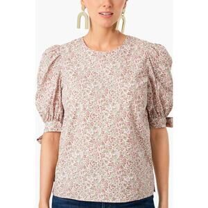 Tuckernuck Hyacinth House Pink Floral Fiona Puff Sleeve Blouse Size XL Top